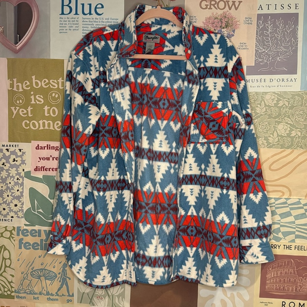 Wrangler Women’s Wrancher Retro Western Aztec Long Sleeve Shacket